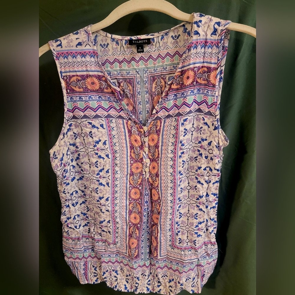 Talbots Women's Floral Patterned Sleeveless Blouse